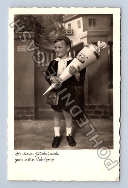 Pohlednice Německo chlapec s kornoutem do školy 1939 (M43058)