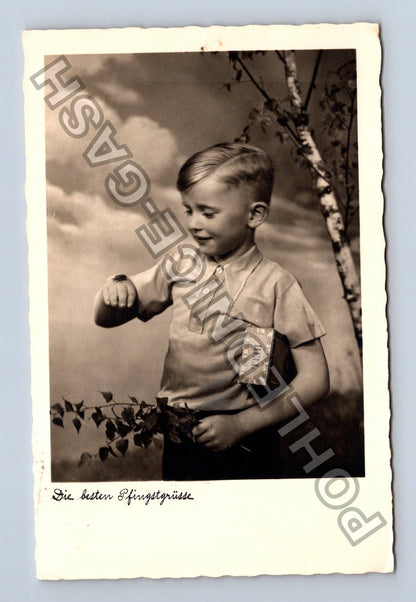 Pohlednice Německo chlapec s březovou větvičkou 1941 (M43077)