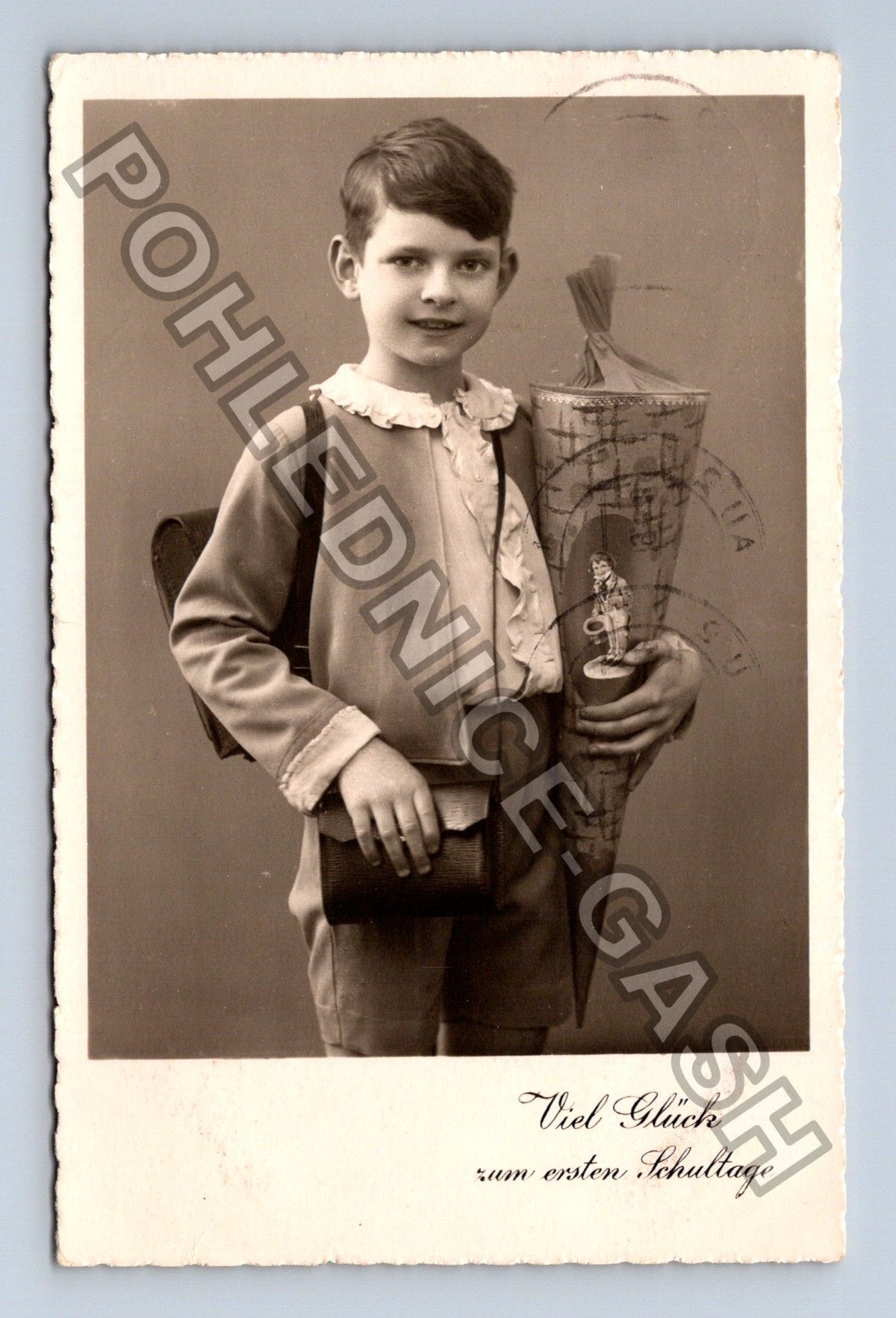 Pohlednice Německo chlapec s kornoutem do školy 1939 (M43081)