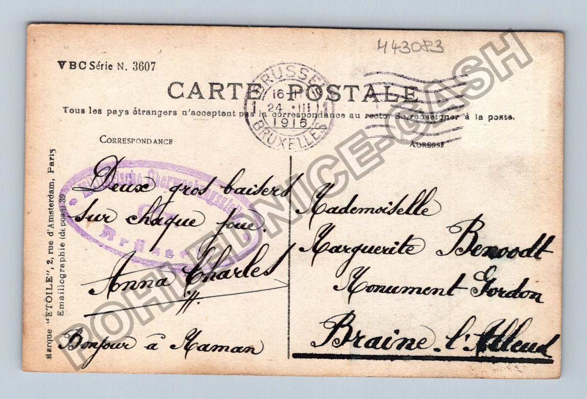 Pohlednice Belgie dívka s květinami 1915 (M43083)