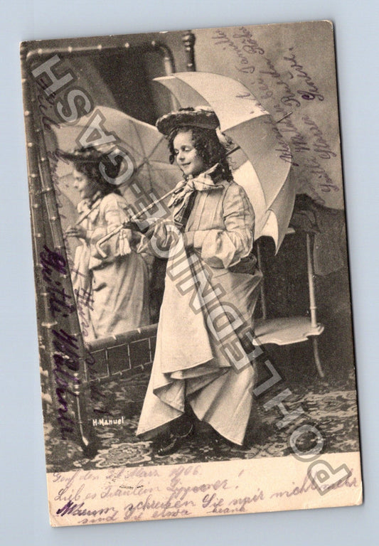 Pohlednice Švýcarsko Ženeva dívka s deštníkem 1906 (M43084)