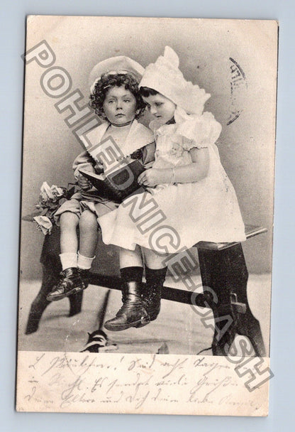 Pohlednice Německo dvě děti na židli 1911 (M43090)