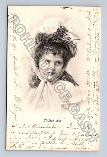 Pohlednice Německo dívka v klobouku portrét 1900 (M43095)