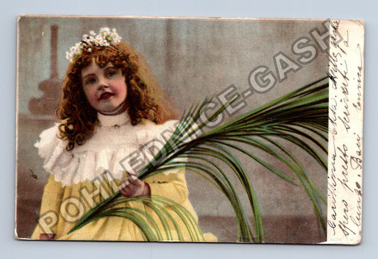 Pohlednice Itálie dívka s palmou Locarno Sonogno 1914 (M43096)