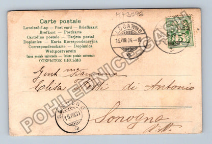 Pohlednice Itálie dívka s palmou Locarno Sonogno 1914 (M43096)