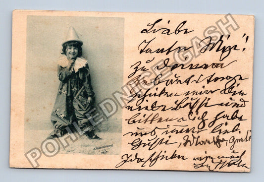 Pohlednice Německo dítě v kostýmu klauna 1907 (M43099)