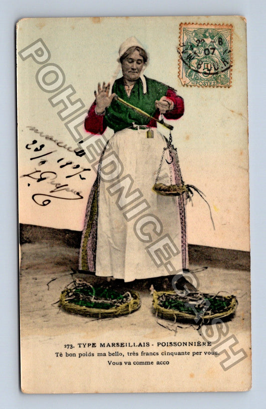 Pohlednice Francie Marseille rybářka poissonnière (M43105)