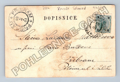 Pohlednice Lešetínský kovář báseň 1901 (M43107)