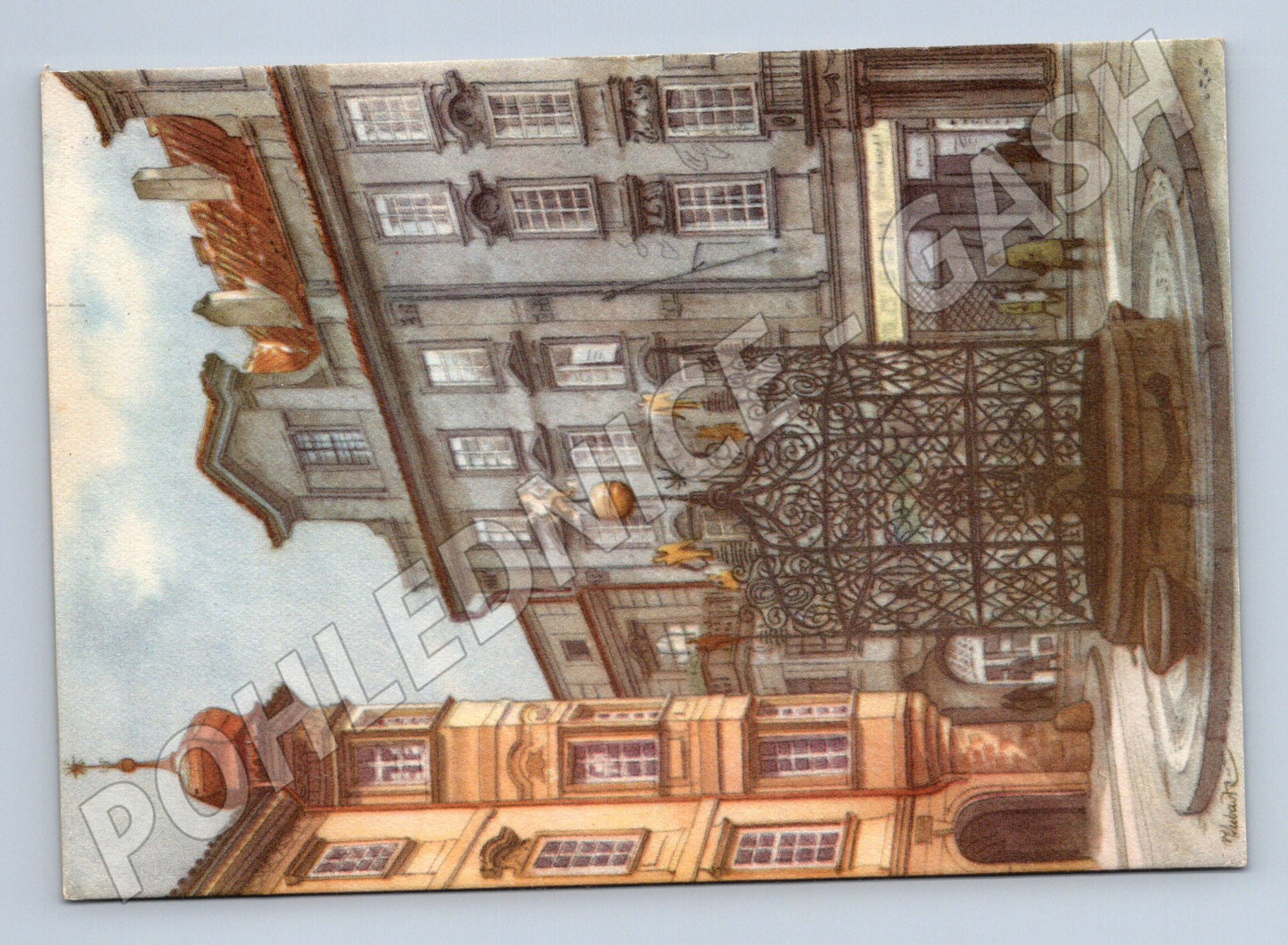 Pohlednice Praha Malé náměstí kresba Vojtěch Kubašta (M4311)