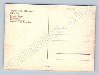 Pohlednice Praha Husův pomník Staroměstské náměstí Kubašta (M4313)