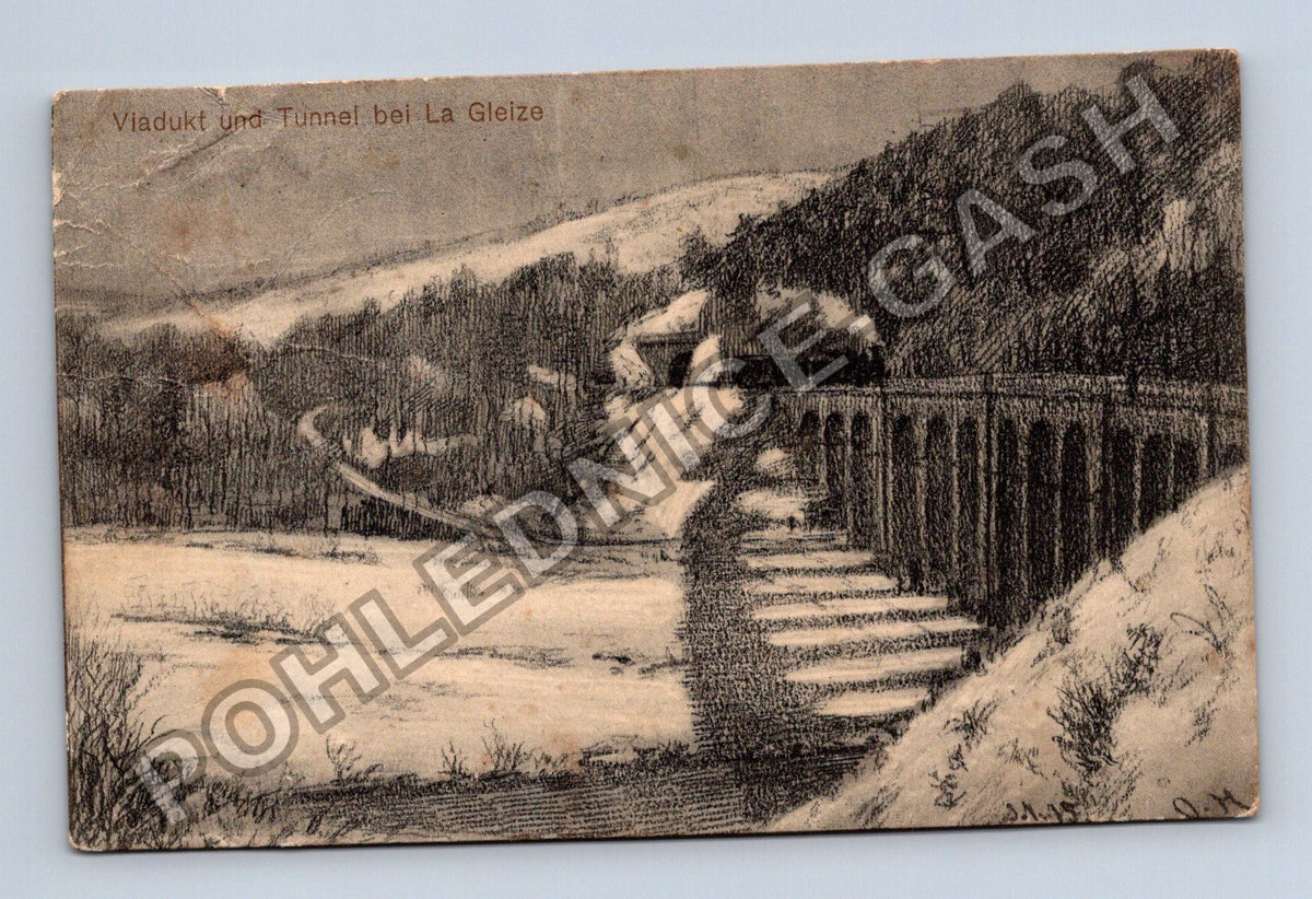Pohlednice Belgie La Gleize viadukt a tunel 1915 (M43139)