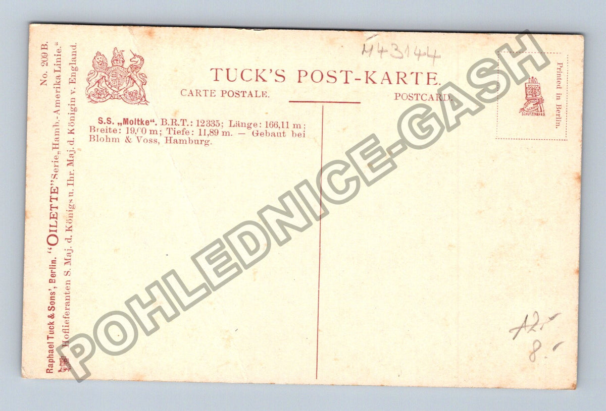 Pohlednice Německo parník S/S Moltke Hamburg-Amerikalinie (M43144)