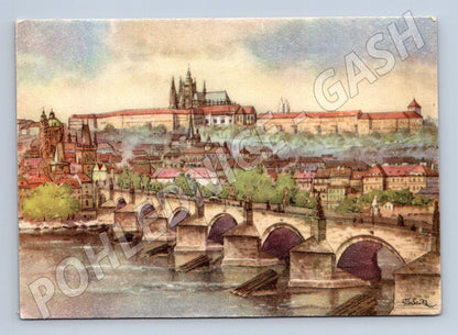 Pohlednice Praha Hradčany malovaný motiv Vojtěch Kubašta (M4316)