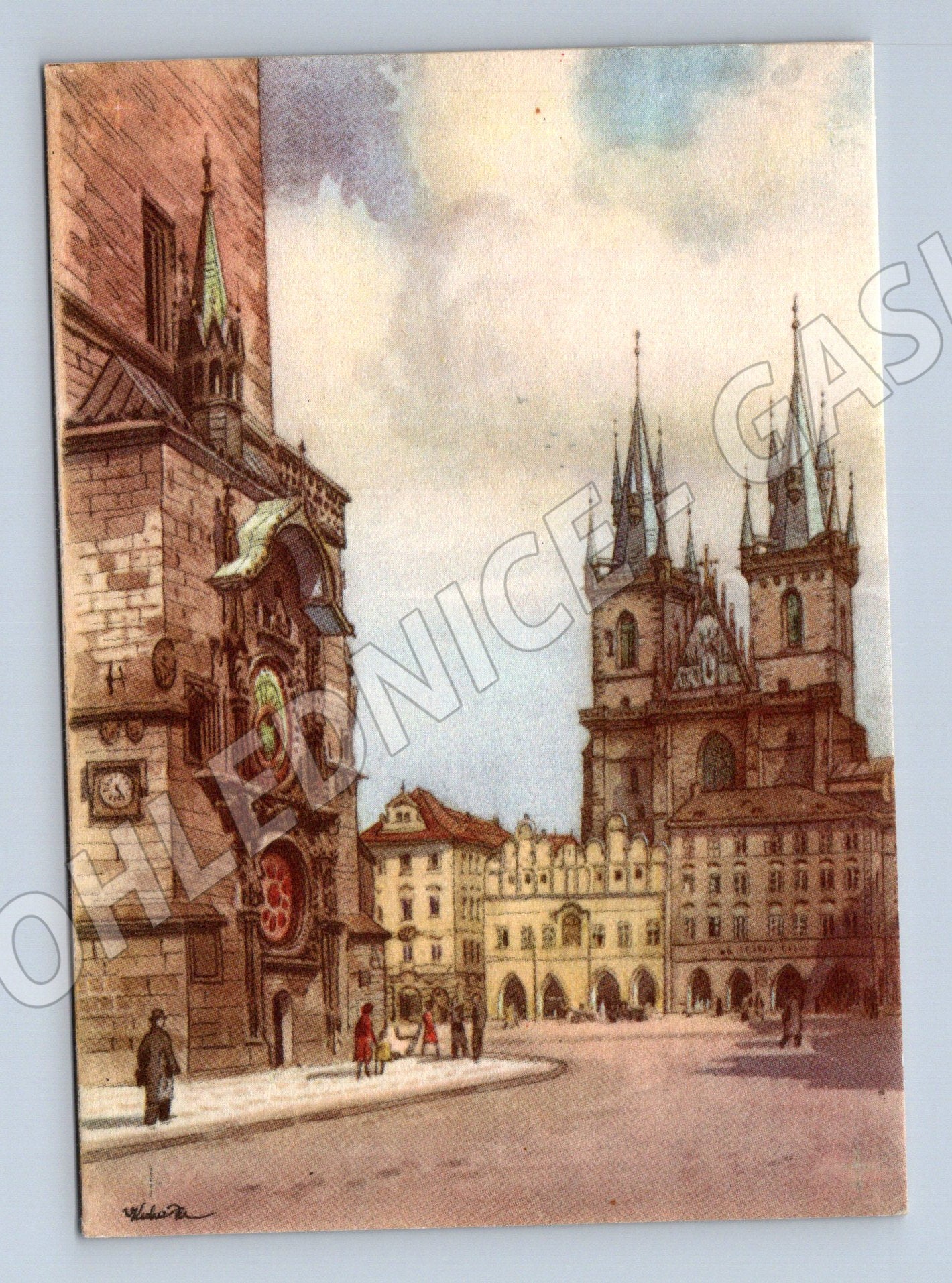 Pohlednice Praha Týnský chrám Staroměstské náměstí Kubašta (M4317)