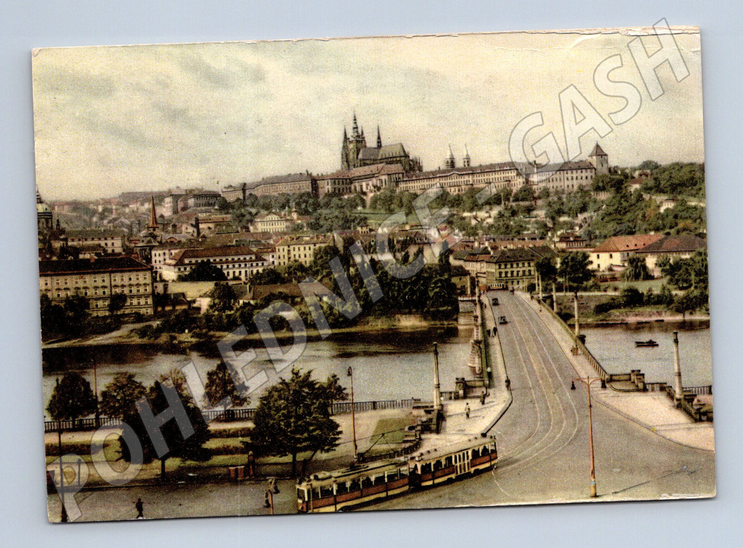 Pohlednice Praha Hradčany a Mánesův most kolorovaná (M4320)