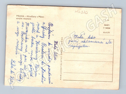 Pohlednice Praha Hradčany a Mánesův most kolorovaná (M4320)