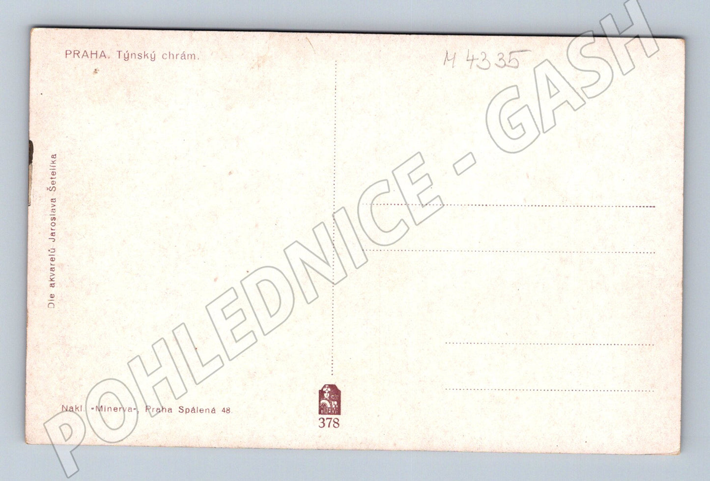Pohlednice Praha Týnský chrám akvarel Šetelík (M4335)