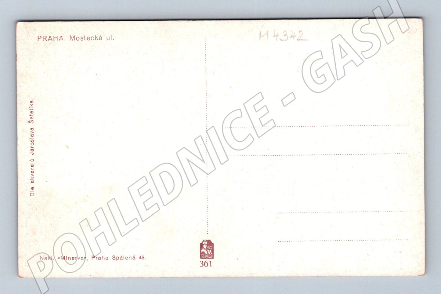 Pohlednice Praha Mostecká ulice Šetelík Minerva (M4342)