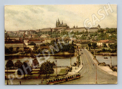 Pohlednice Praha Hradčany a Mánesův most (M4381)