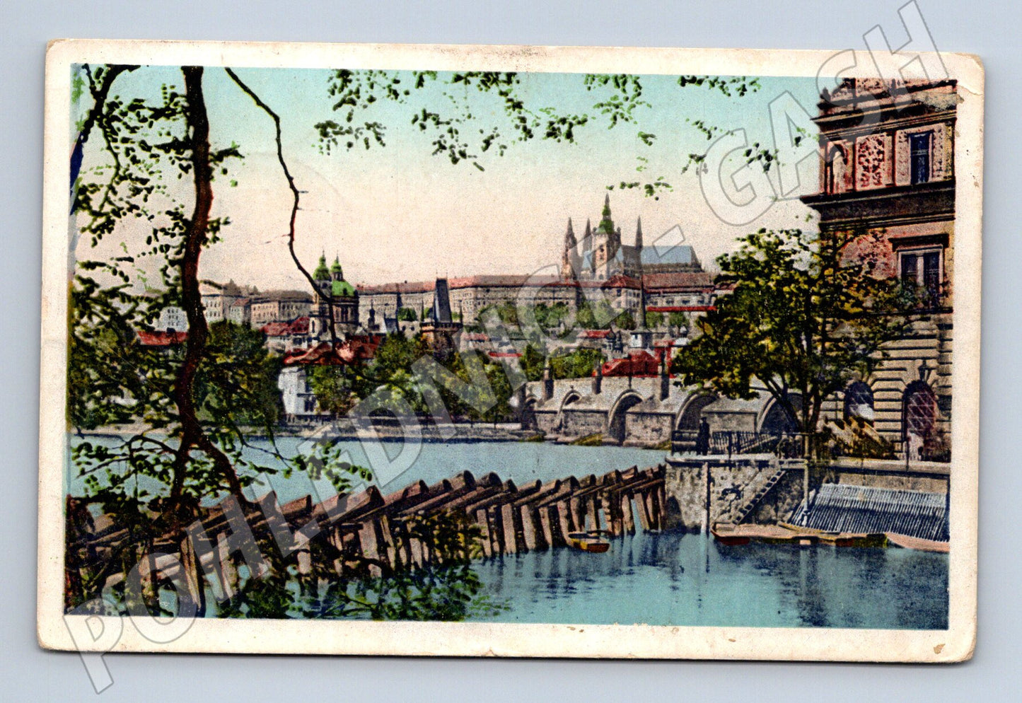 Pohlednice Praha Karlův most a Hrad kolorovaná (M4395)