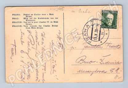 Pohlednice Praha Karlův most a Hrad kolorovaná (M4395)