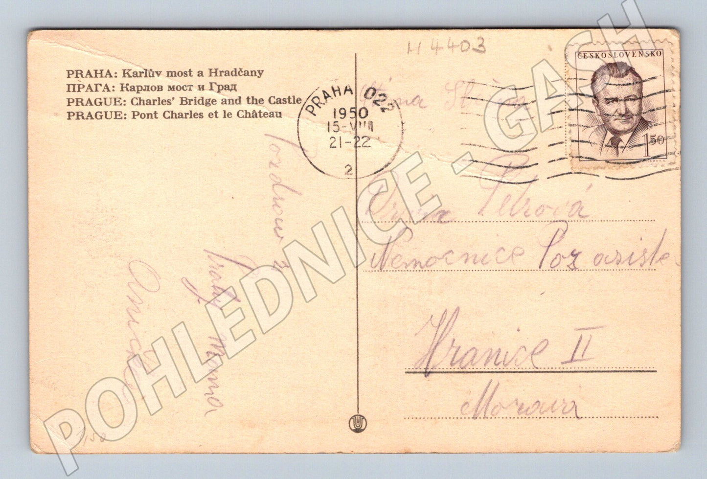 Pohlednice Praha Karlův most a Hradčany (M4403)
