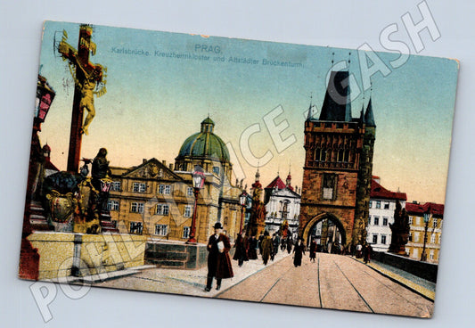 Pohlednice Praha Karlův most a věž kolorovaná (M4408)