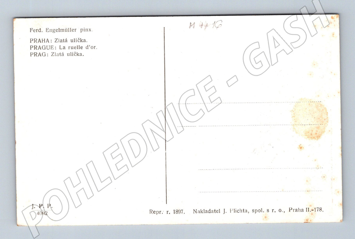 Pohlednice Praha Zlatá ulička Engelmüller (M4416)