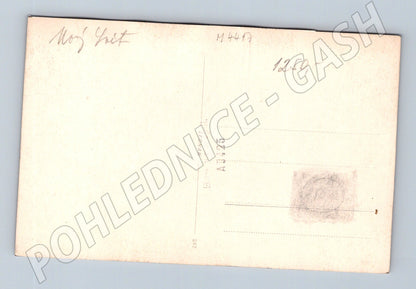 Pohlednice hradní či zámecké nádvoří čb (M4417)