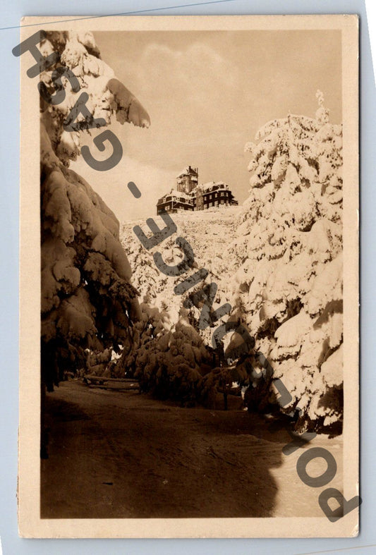 Pohlednice Ještěd zimní krajina 1952 (M442)