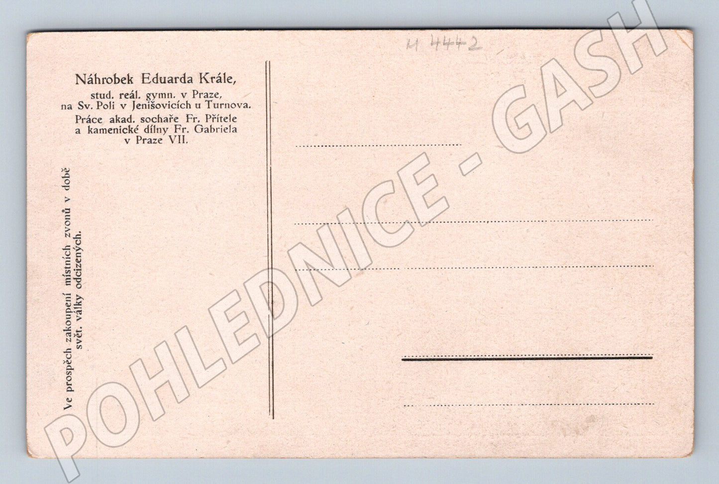 Pohlednice Náhrobek Eduarda Krále Jenišovice (M4442)
