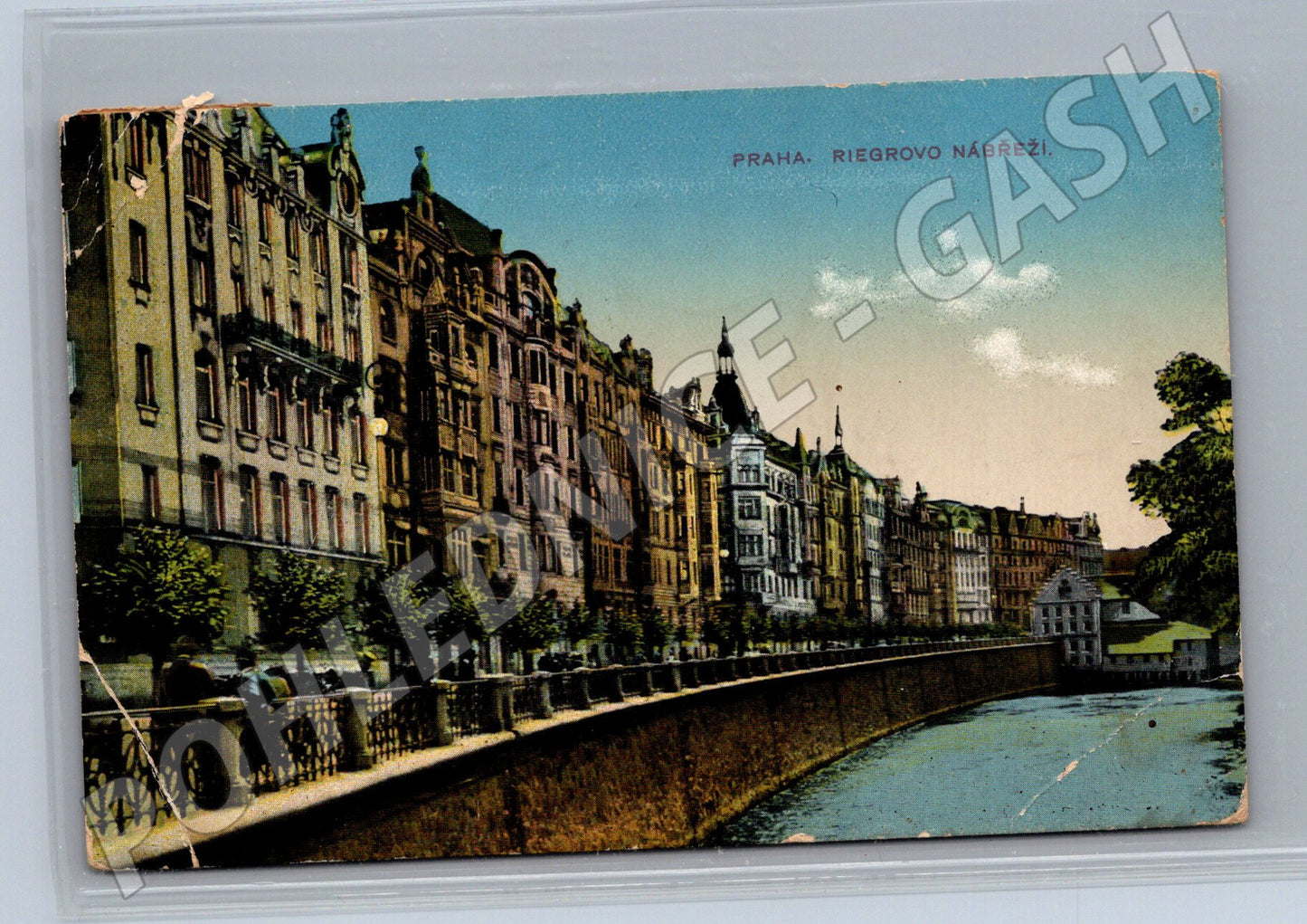 Pohlednice Praha Riegrovo nábřeží kolorovaná (M4443)