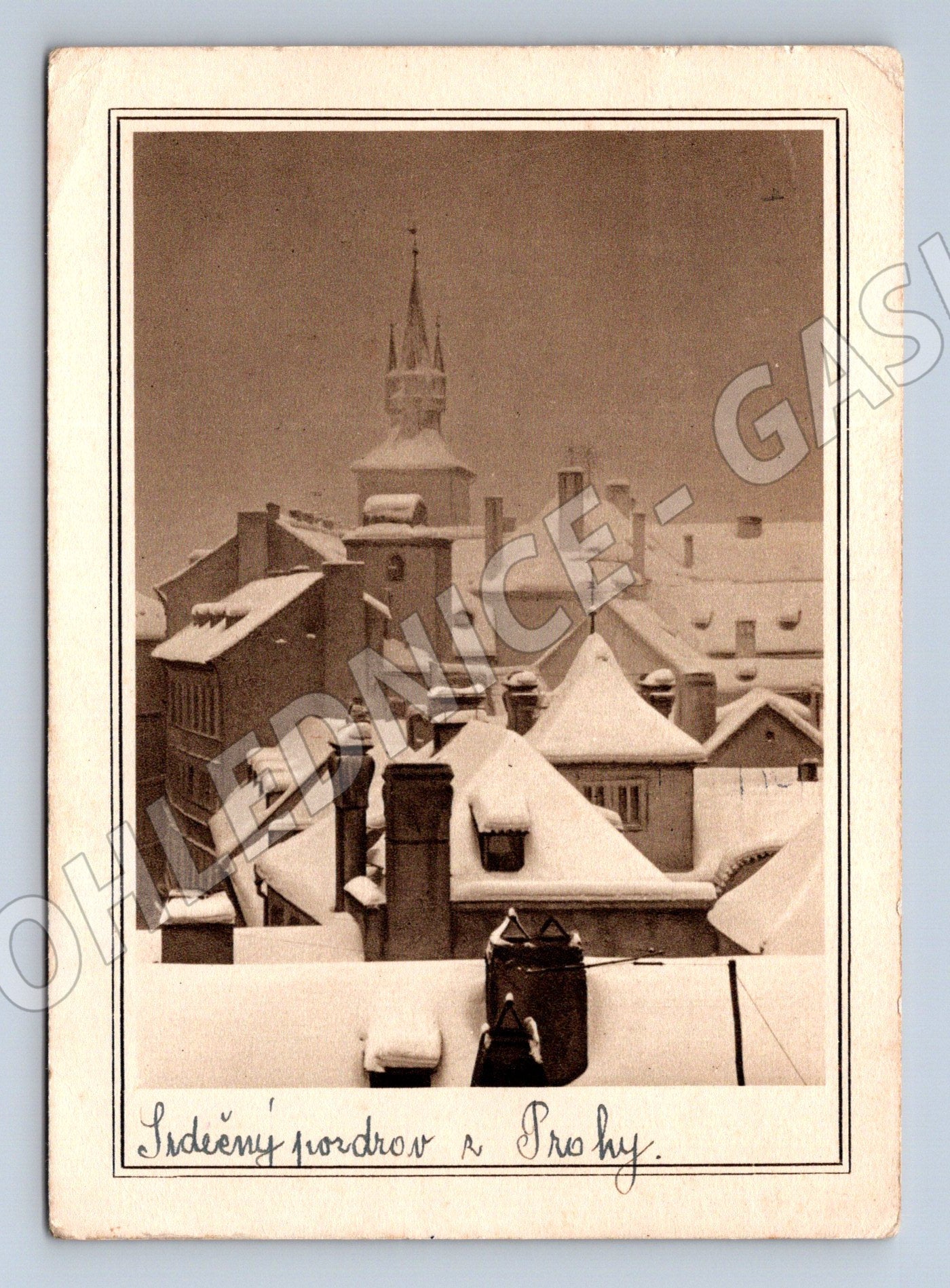 Pohlednice Praha zasněžené Hradčany historická (M4452)