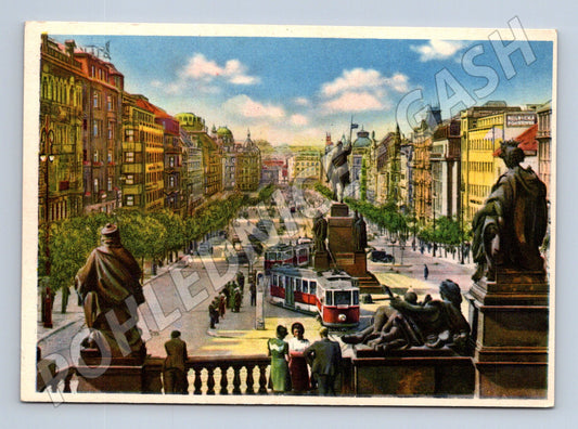 Pohlednice Praha Václavské náměstí tramvaj (M4467)
