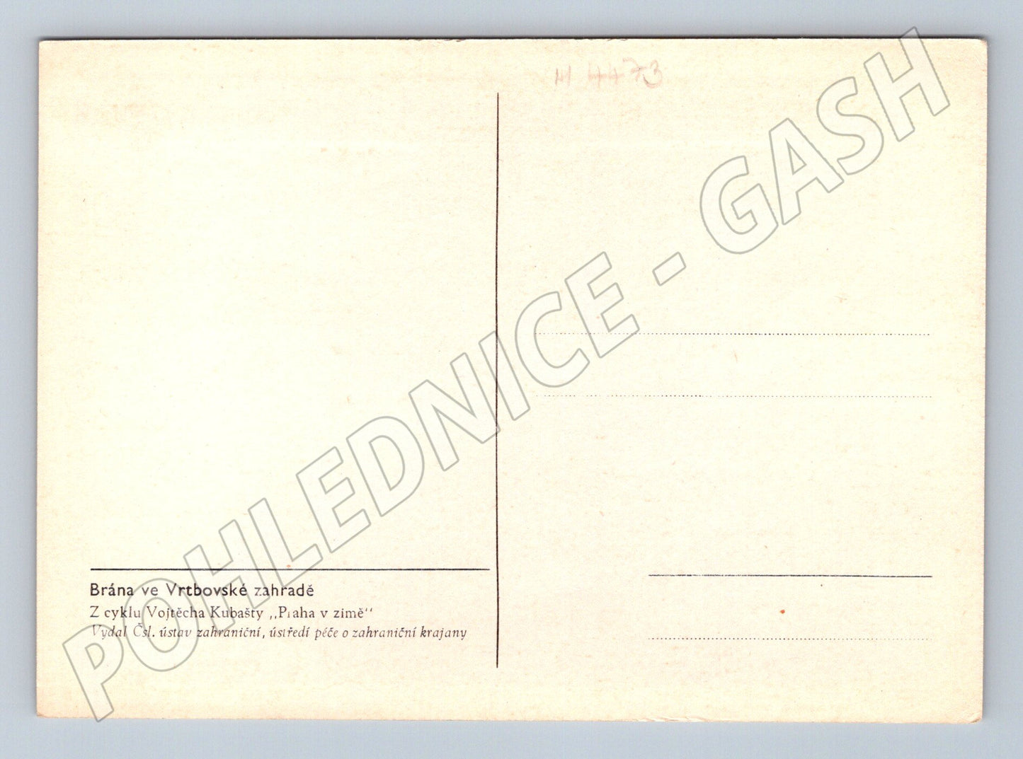 Pohlednice Praha Vrtbovská zahrada zima Kubašta (M4473)