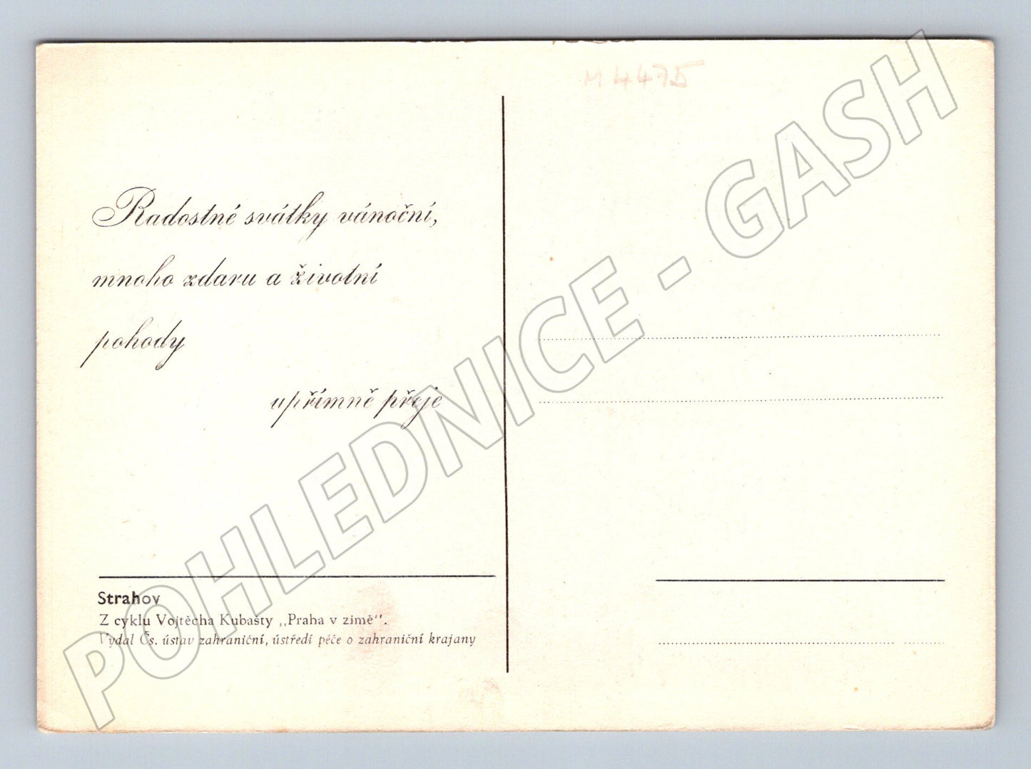 Pohlednice Praha Strahov v zimě Kubašta (M4475)