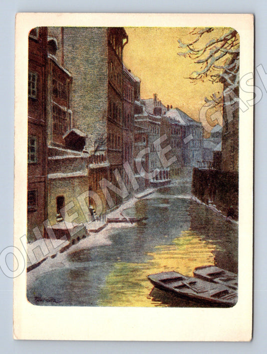 Pohlednice Praha Čertovka v zimě Kubašta (M4477)