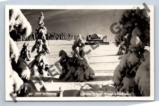 Pohlednice Krkonoše Achm Baude Riesengebirge 1936 (M448)