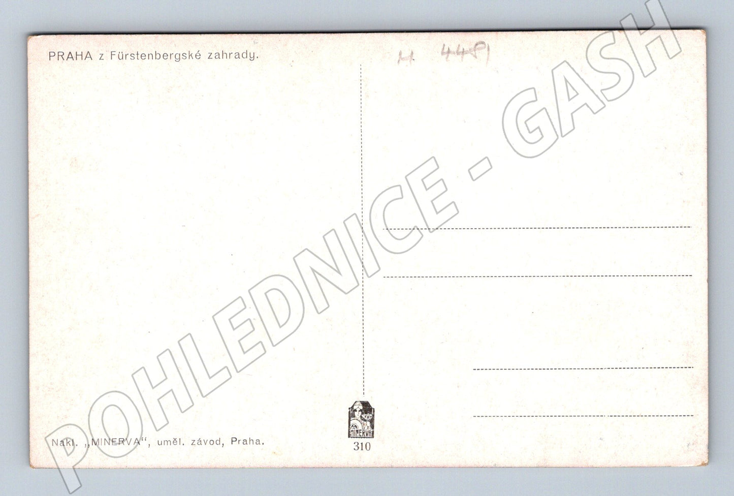 Pohlednice Praha z Fürstenberské zahrady (M4481)