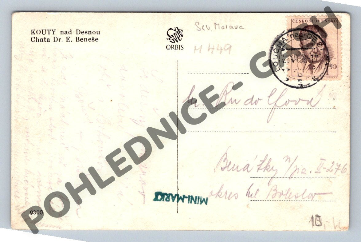 Pohlednice Kouty nad Desnou chata Dr Beneše (M449)