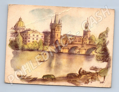 Pohlednice Praha Karlův most malovaný motiv (M4503)