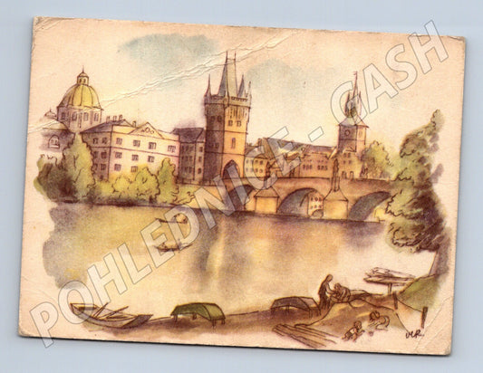 Pohlednice Praha Karlův most malovaný motiv (M4503)
