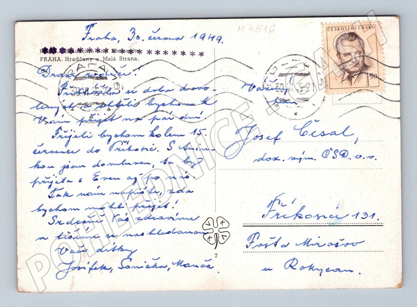 Pohlednice Praha Hradčany kolorovaná (M4516)