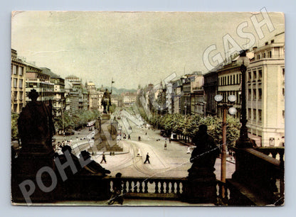 Pohlednice Praha Václavské náměstí prošlá (M4518)