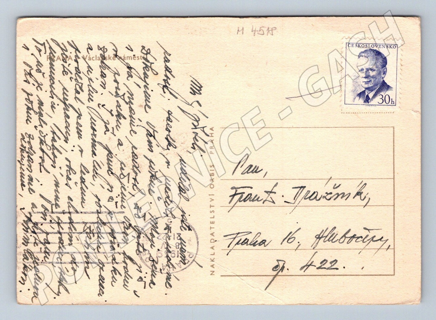 Pohlednice Praha Václavské náměstí prošlá (M4518)