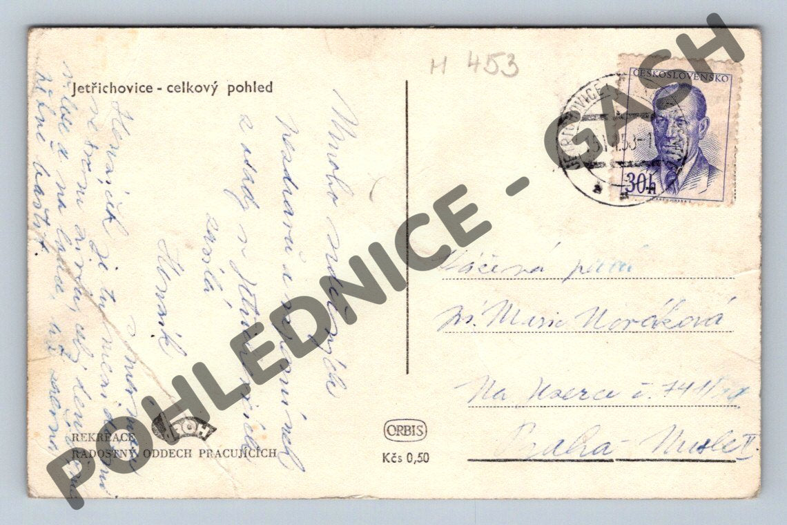 Pohlednice Jetřichovice celkový pohled 1955 (M453)