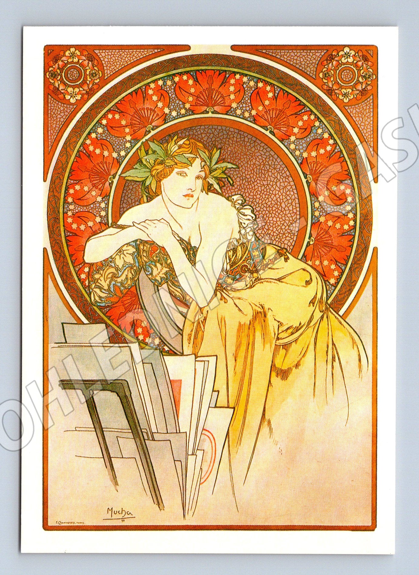 Pohlednice Alfons Mucha Femme au carton a dessins (M4530)