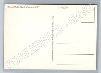 Pohlednice Alfons Mucha Bleu Deschamps secesní (M4537)