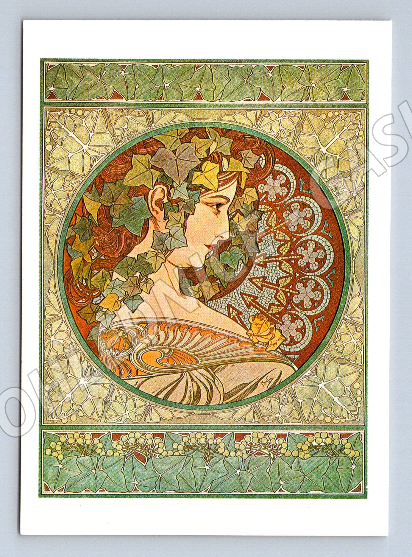 Pohlednice Alfons Mucha Le Lierre Břečťan secesní (M4548)