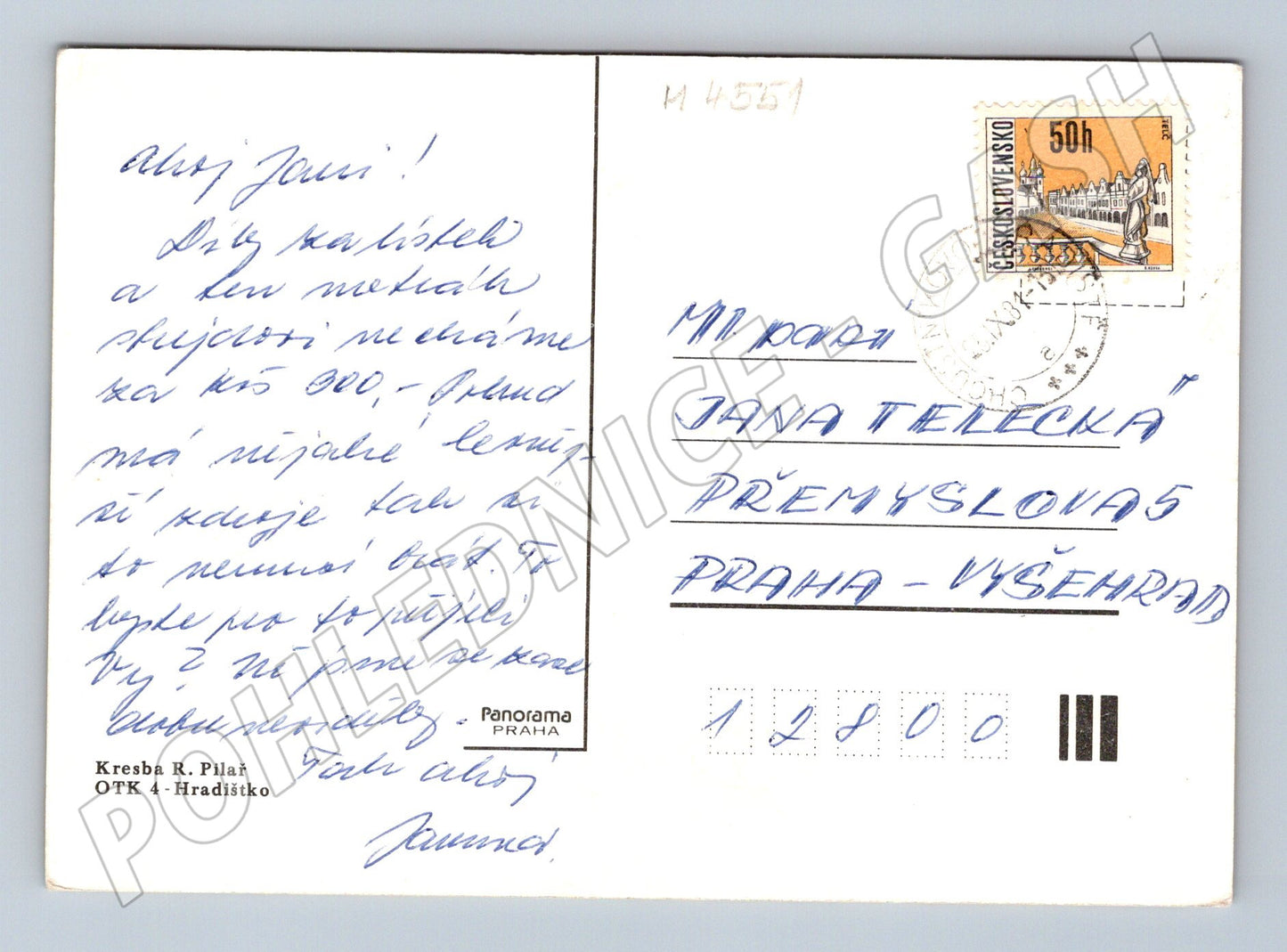 Pohlednice R Pilař kreslený motiv retro (M4551)